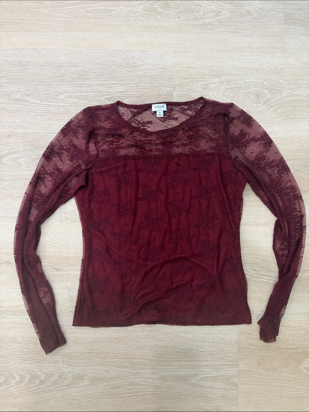 J. Crew Women's Long Sleeve Lace Top - Wine